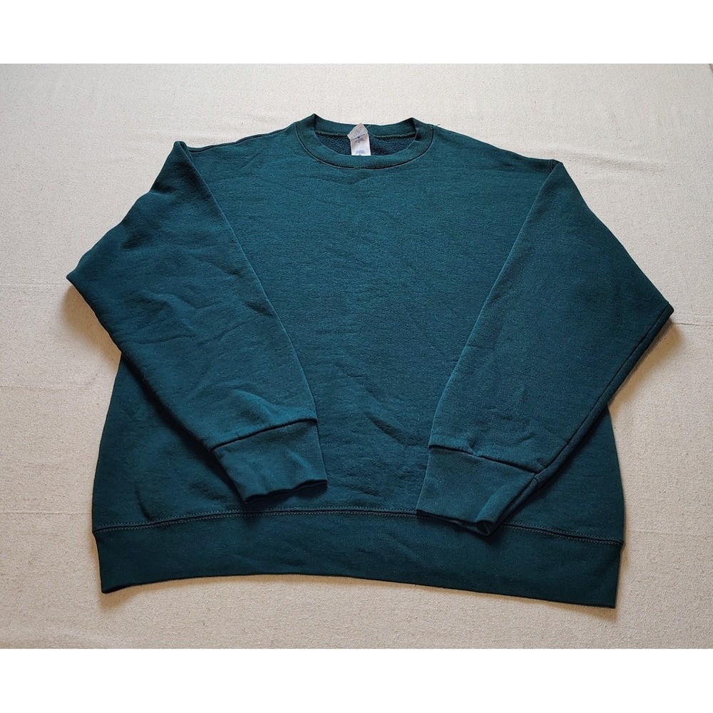 Vintage 90's Blank Fruit of the‎ Loom Mens Crewneck Sweatshirt Green Large 21